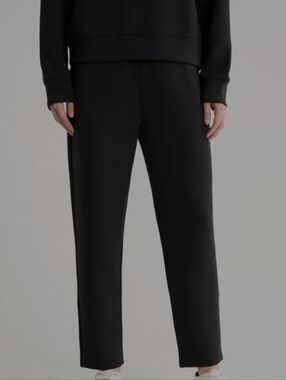 SPANX SATIN SIDE STRIPE tuxedo Style  VERY BLACK TAPERED PANTS NWOT SIZE SMALL